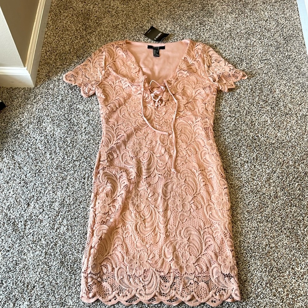 Forever 21 Pink lace mini Shift dress s